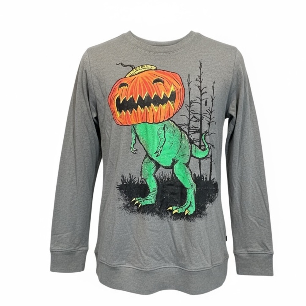 Cat & Jack Pumpkin Head T-Rex Halloween long sleeveTee shirt 12/14 NWT
